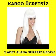 Uzun Beyaz Peruk Saç