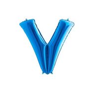V Harf Grabo Mavi 100 cm Folyo Balon