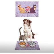 Vagonik Water Food Aşk Temalı 35x50 cm Lila Kedi Köpek İç ve Dış Kapı Mama Paspası