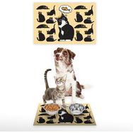 Vagonik Water Food Desenli 35x50 cm Antrasit Kedi Köpek İç ve Dış Kapı Mama Paspası
