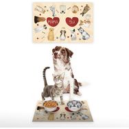 Vagonik Water Food Desenli 35x50 cm Krem Kedi Köpek İç ve Dış Kapı Mama Paspası