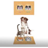 Vagonik Water Food Desenli Dijital Baskılı 35x50 cm Sarı Kedi Köpek İç ve Dış Kapı Mama Paspası