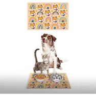Vagonik Water Food Gökkuşağı 35x50 cm Krem Rengi Kedi Köpek İç ve Dış Kapı Mama Paspası