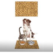Vagonik Water Food Leopar Desenli 35x50 cm Kahverengi Kedi Köpek İç ve Dış Kapı Mama Paspası