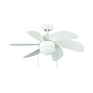 Vanti KCF281 60 W E27 6 Kanatlı Avizeli Beyaz Ahşap Tavan Vantilatör