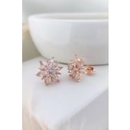 VAOOV 925 Ayar Gümüş Beyaz Taşlı Lotus Çiçeği Küpe