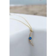 VAOOV 925 Ayar Gümüş Opal Taşli Gold Ay Kolye