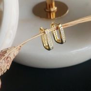 VAOOV 925 Ayar Gümüş Taşlı Dikdörtgen Küpe
