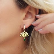 VAOOV 925 Ayar Gümüş Yeşil Damla Taşlı Lotus Çiçeği Küpe