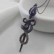 Vaoov 925 Ayar Yılanlı Kılıç Gümüş Kolye