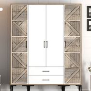Variant Mobilya Kumsal 4 Kapılı PTP Ceviz Beyaz Gardrop