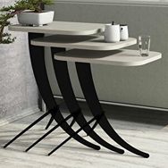 Variant Pion Metal Ayaklı 3'lü Krem Zigon Sehpa