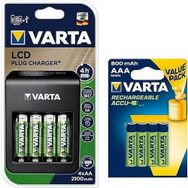 Varta LCD Plug+Şarj Cihazı + 4x2100 AA 4x800 AAA Şarjlı Pil