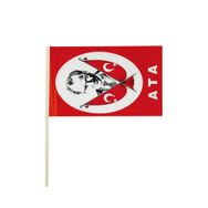 Vatan Atalı Küçük Sopalı 12x17 cm 80'li Kağıt Bayrak
