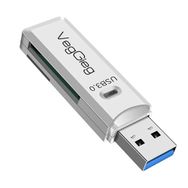 Veggieg USB 3.0 Beyaz SD ve Micro SD Hafıza Kart Okuyucu