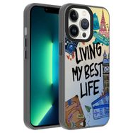 Vendas iPhone 13 Pro Uyumlu Dragon Serisi Parlak Desenli Fashion Hard Silikon Kılıf