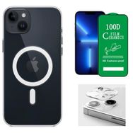Vendas iPhone 14 Plus Magsafe Şarj Destekli Darbe Dirençli Fit Hard Silikon Kamera Lens Nano Cep Telefonu Kılıfı