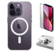 Vendas iPhone 14 Pro Magsafe Şarj Destekli Darbe Dirençli Fit Hard Silikon Kamera Lens ve Cam Ekran Koruyucu Cep Telefonu Kılıfı