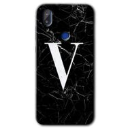 Vestel E5 Siyah Mermer Desenli V Harfi Baskılı Uyumlu Silikon Kılıf