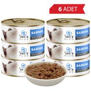 Vet's Plus Optimal Nutrition Sardalya Balıklı Tahılsız 6x85 gr Kedi Konservesi