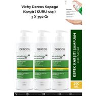 Vichy Dercos 3x390 ml Kuru Saçlar için Kepek Karşıtı Şampuan