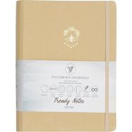 Victoria's Journals 16 x 22.5 cm Bej Canvas Gizli Spiralli Yaldızlı Sert Kapak Noktalı Defter