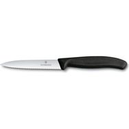 Victorinox Tırtıklı Sivri Siyah 10 cm Soyma Bıçağı