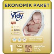 Vidy Baby Premium No:1 Yenidoğan 144 Adet Bebek Bezi