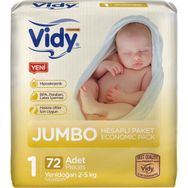 Vidy Baby Premium No:1 Yenidoğan 72 Adet Bebek Bezi