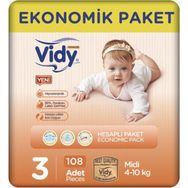 Vidy Baby Premium No:3 Midi 108 Adet Bebek Bezi
