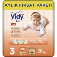 Vidy Baby Premium No:3 Midi 216 Adet Bebek Bezi