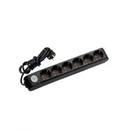 Viko 90137602 Multi-Led Siyah Anahtarlı Topraklı Kablolu Çocuk Korumalı 2 mt Altılı Grup Priz