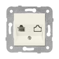 Viko 90967235 Meridian Karre Rj45 Cat5E Rj11 Çerçeve Hariç Düğme Kapak Mekanizmalı Krem Data-Nümeris Telefon Prizi