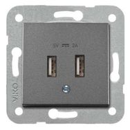 Viko 92605409 Artline Novella Füme Usb Şarj Prizi 5V 2A Çerçevesiz Duvar Anahtarı