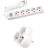 Viko Beyaz Set Multi-Let 3'lü Topraklı Çocuk Korumalı Grup Priz 3 Metre Kablo & 3'lü Yonca Fiş-Priz