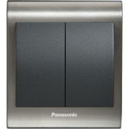 Viko Panasonic Thea Blu 2'li Inox Beyaz Kapak Füme Anahtar Çerçeve