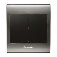 Viko Panasonic Thea Blu 2'li Inox Beyaz Kapak Siyah Anahtar Çerçeve