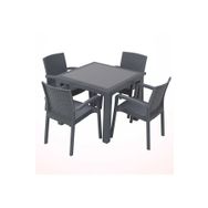 Violet Rattan Camlı Masa Takımı