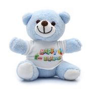 Vipfoni Mavi Happy Birthday Baskılı Tişörtlü Ayıcık