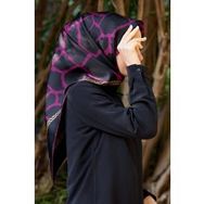 Vissona 0026-0001 Tivil İpek Mürdüm Siyah Eşarp