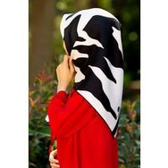 Vissona 8365-01-03 Siyah-Krem Dalga Desenli Tivil İpek Eşarp