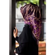 Vissona 8376-26 Mor Desenli Tivil İpek Eşarp