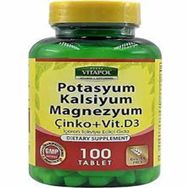 Vitapol Potasyum Kalsiyum Magnezyum Çinko Vitamin D3 İçeren 100 Tablet