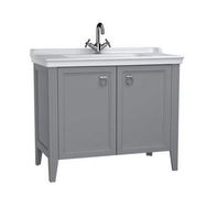 VitrA Valarte 62157 Mat Gri 100 cm Kapaklı Etajerli Lavabolu Tek Armatür Delikli Lavabo Dolabı