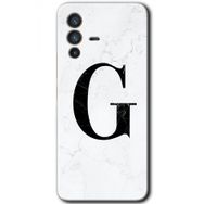 Vivo V23 5G Beyaz Mermer Desenli G Harfi Baskılı Uyumlu Silikon Kılıf