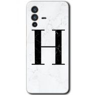 Vivo V23 5G Beyaz Mermer Desenli H Harfi Baskılı Uyumlu Silikon Kılıf