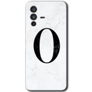 Vivo V23 5G Beyaz Mermer Desenli O Harfi Baskılı Uyumlu Silikon Kılıf