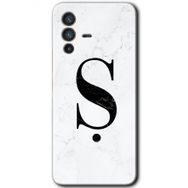 Vivo V23 5G Beyaz Mermer Desenli S Harfi Baskılı Uyumlu Silikon Kılıf