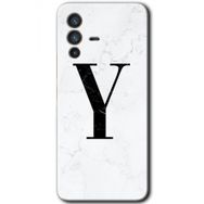 Vivo V23 5G Beyaz Mermer Desenli Y Harfi Baskılı Uyumlu Silikon Kılıf
