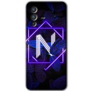 Vivo V23 5G Dark Neon Yaprak N Harfi Baskılı Uyumlu Silikon Kılıf